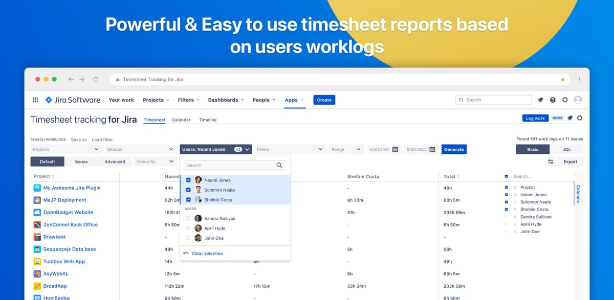 plugin jira timesheets