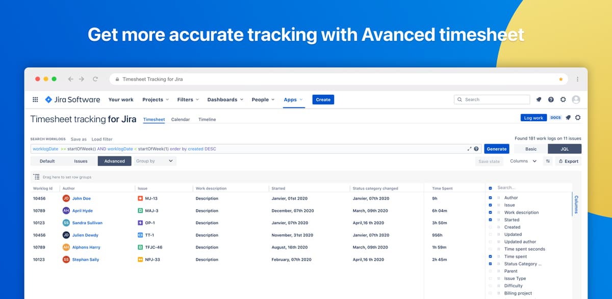 plugin jira timesheets