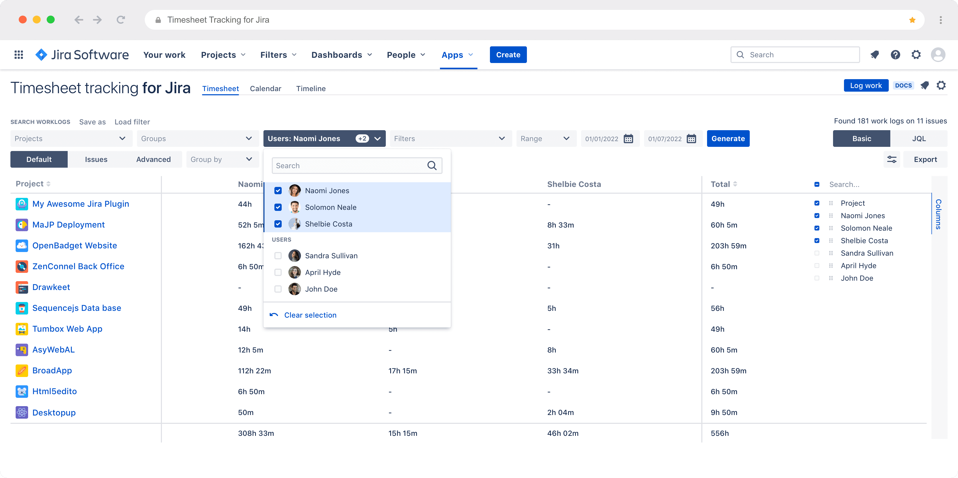 plugin jira timesheets free